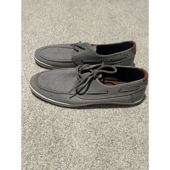 Aldo Light Gray Canvas Tancredo Business Casual Boat Shoes New Size 12 Men - Picture 2 of 6